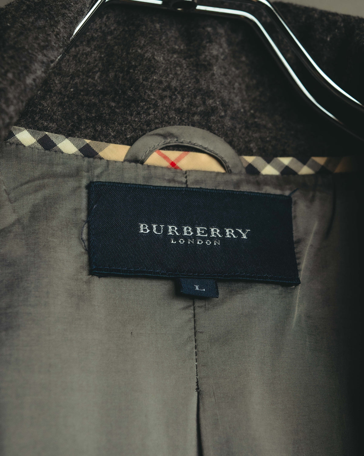 "BURBERRY LONDON" 00's-10's Check trimmed wool dressing gown