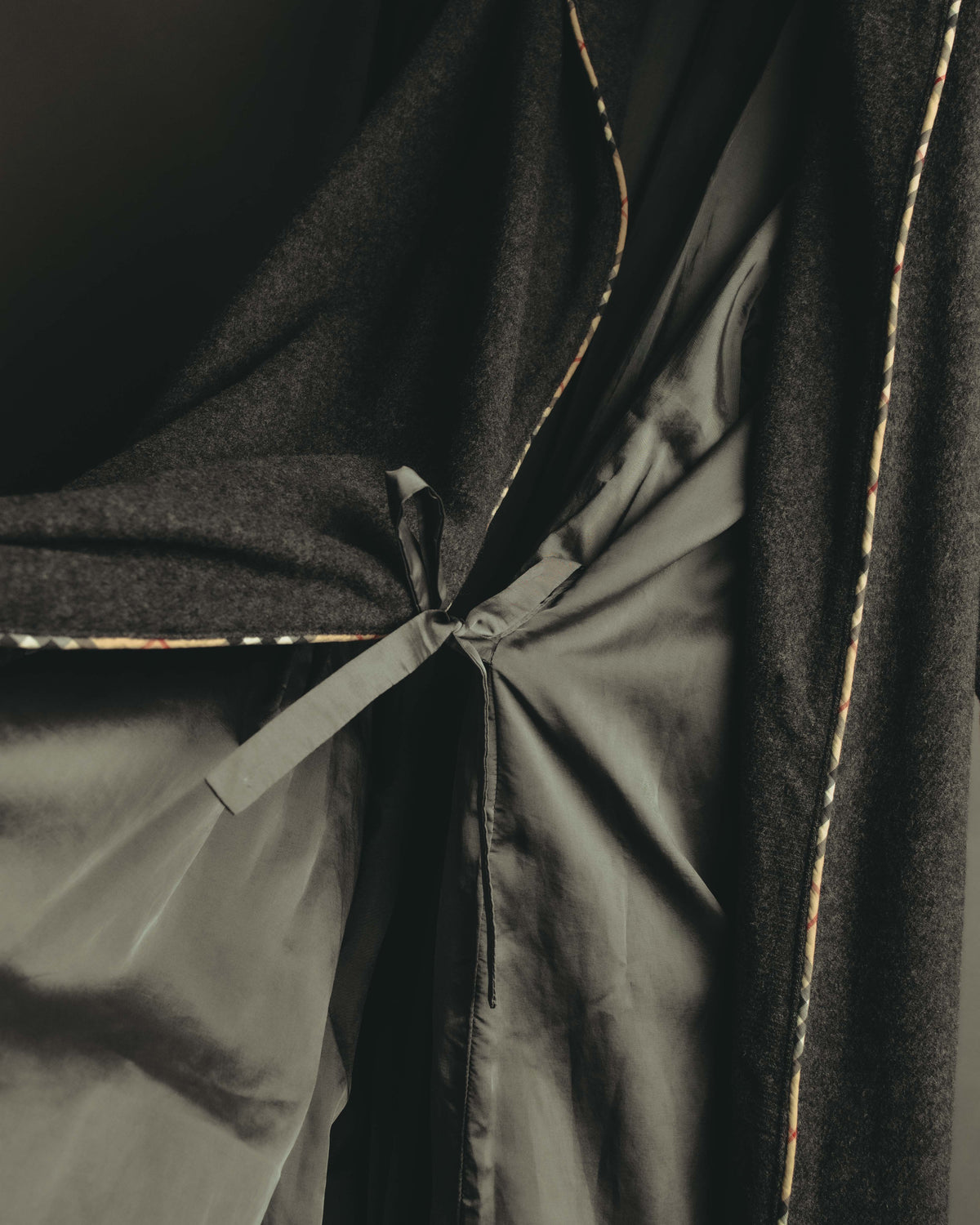 "BURBERRY LONDON" 00's-10's Check trimmed wool dressing gown