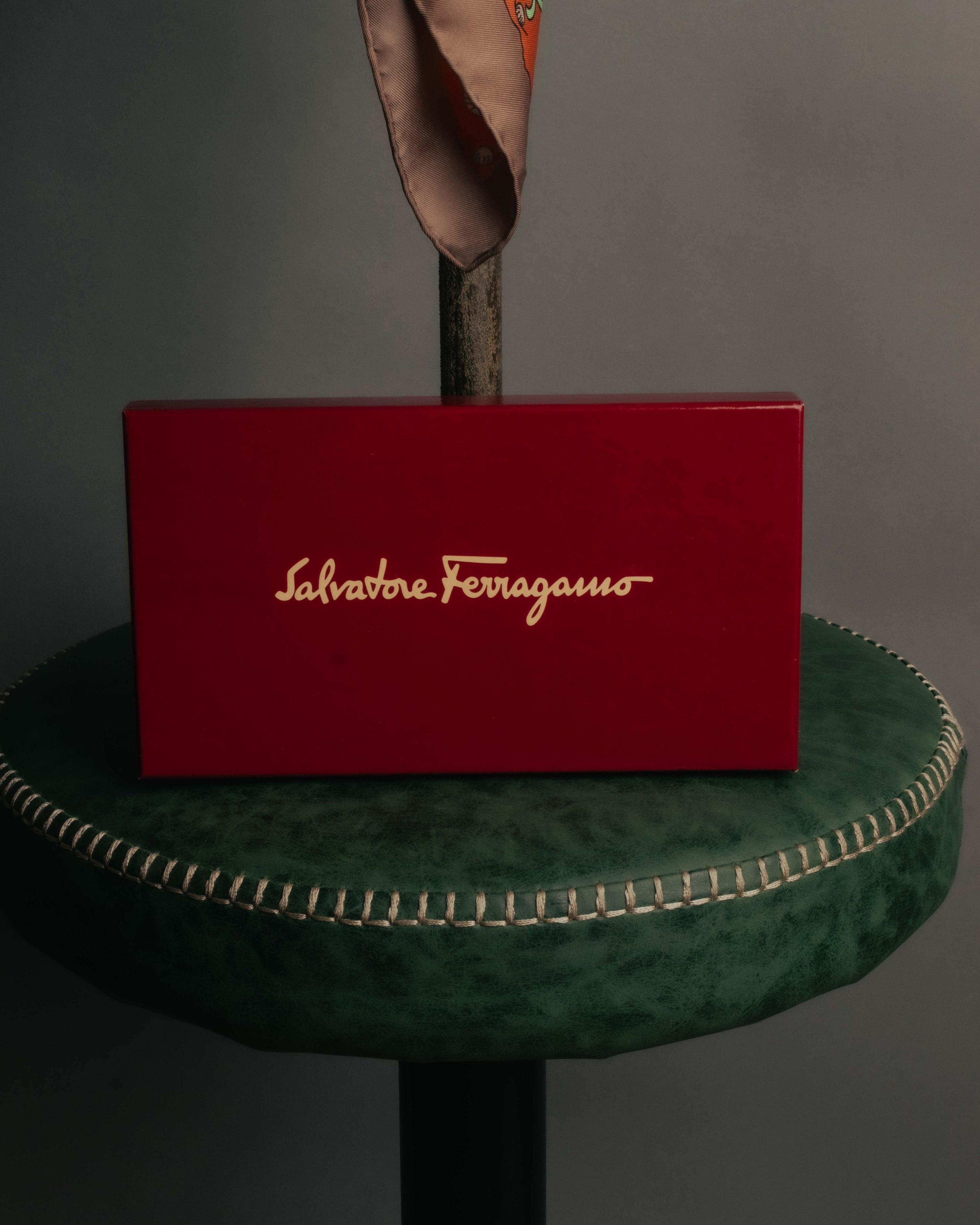 “Salvatore Ferragamo” 90’s Florence trompe l’oeil silk scarf