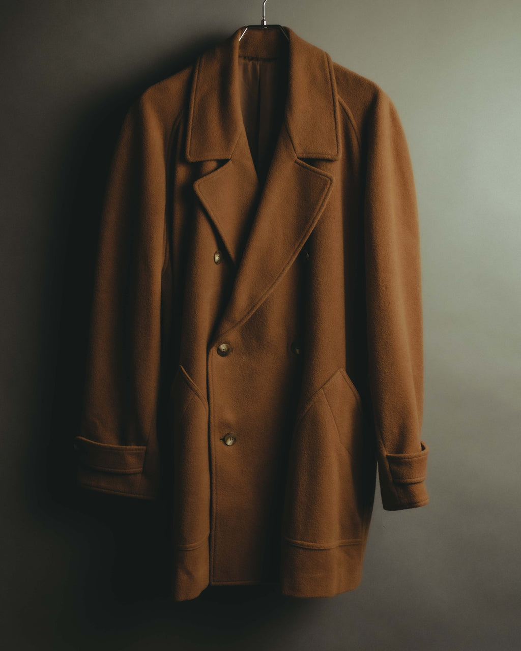 "KENZO" 80's-90's Sculptural double-breasted wool coat