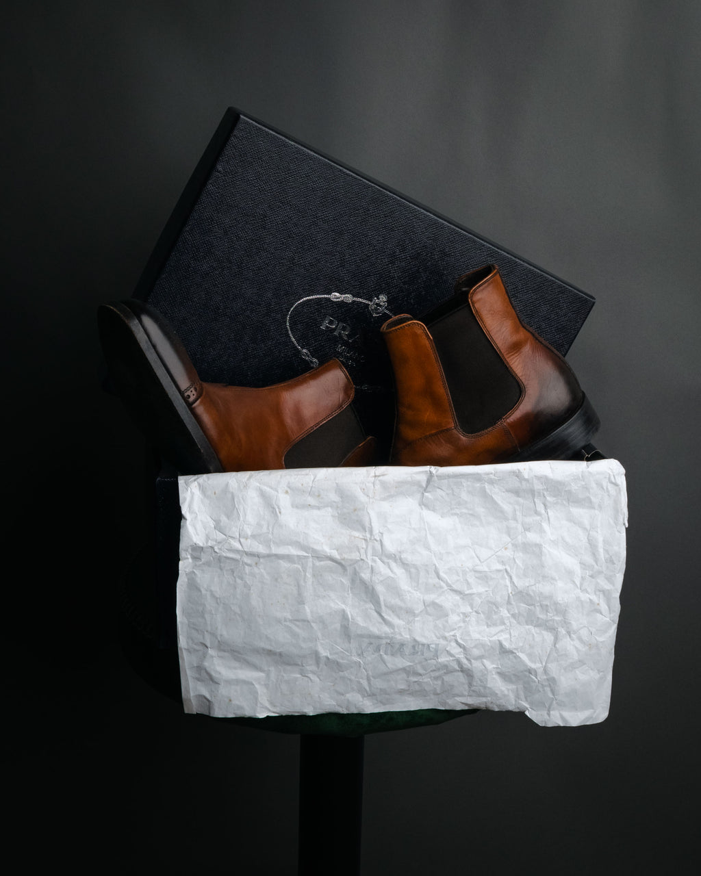 “PRADA” 2013 Burnished brogue chelsea boots