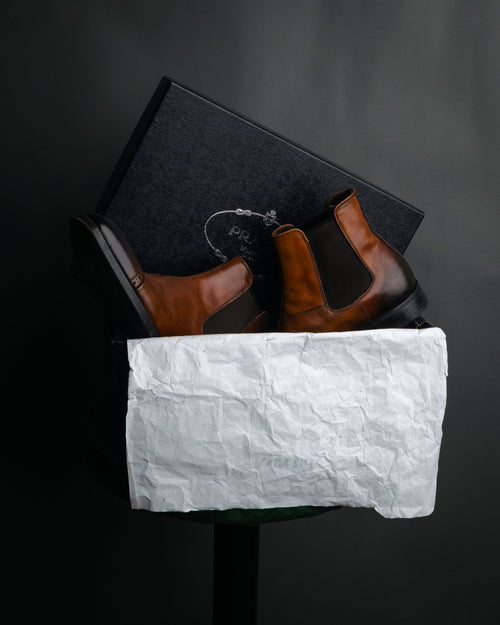 “PRADA” 2013 Burnished brogue chelsea boots