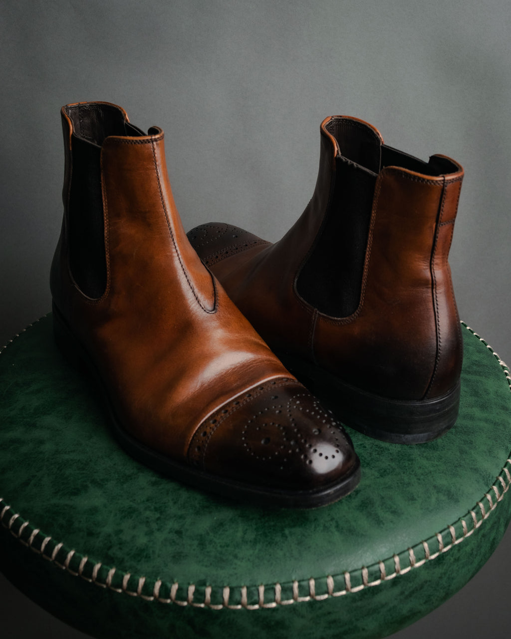 “PRADA” 2013 Burnished brogue chelsea boots