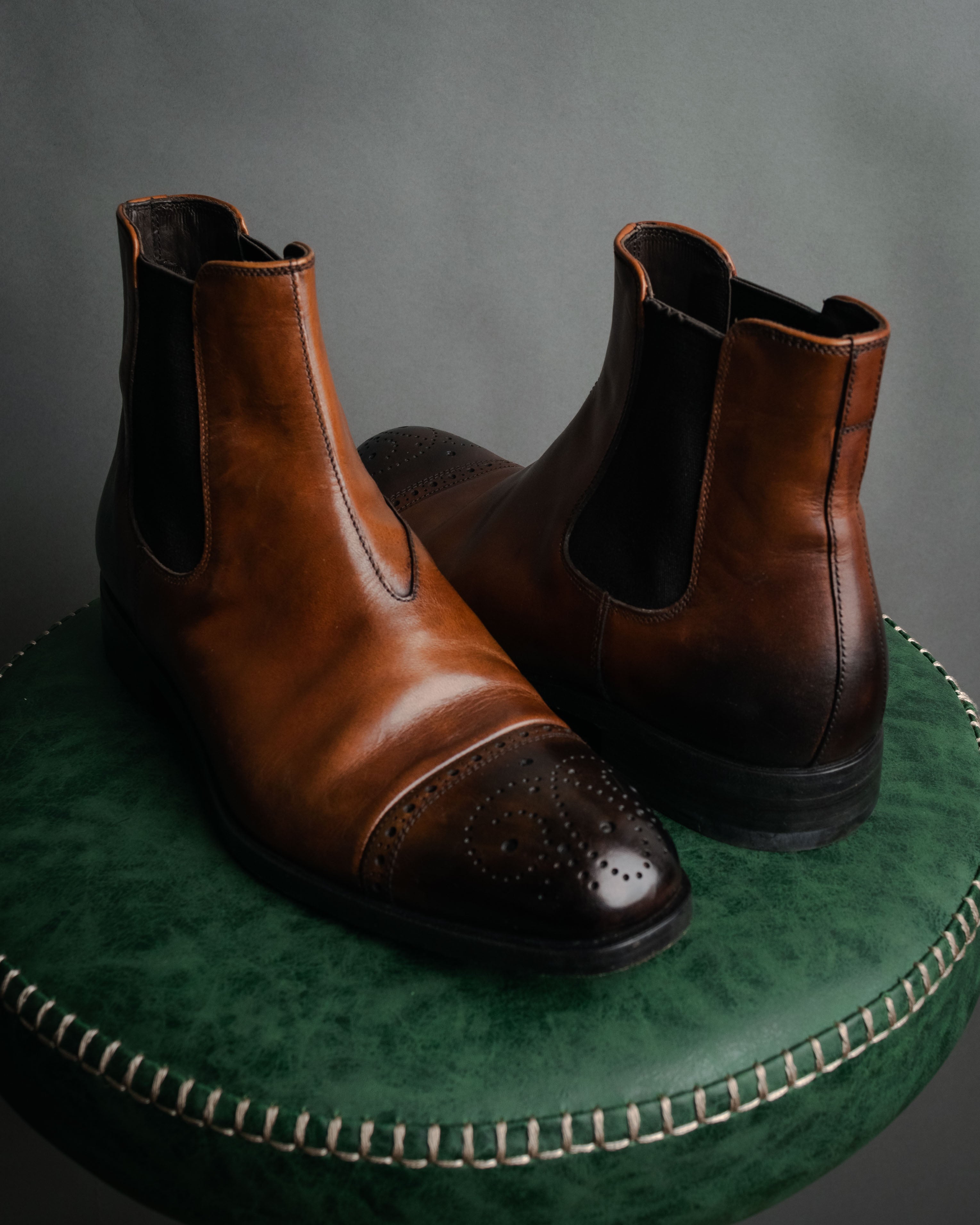 “PRADA” 2013 Burnished brogue chelsea boots
