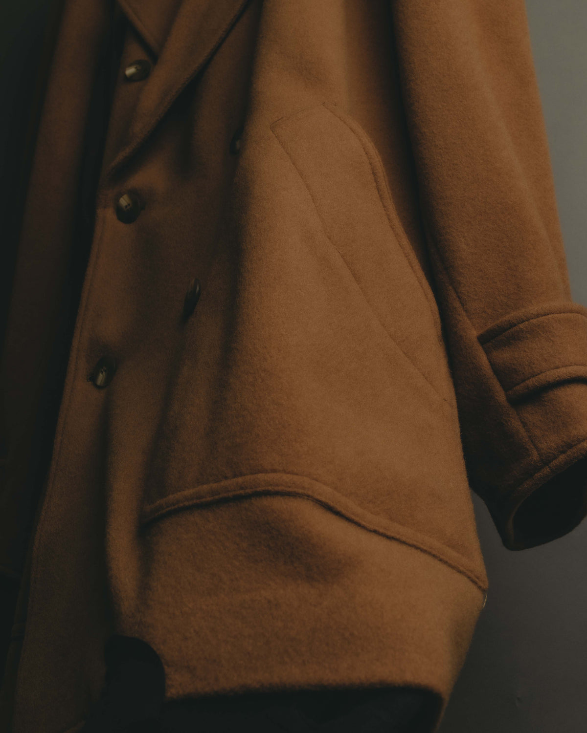 "KENZO" 80's-90's Sculptural double-breasted wool coat