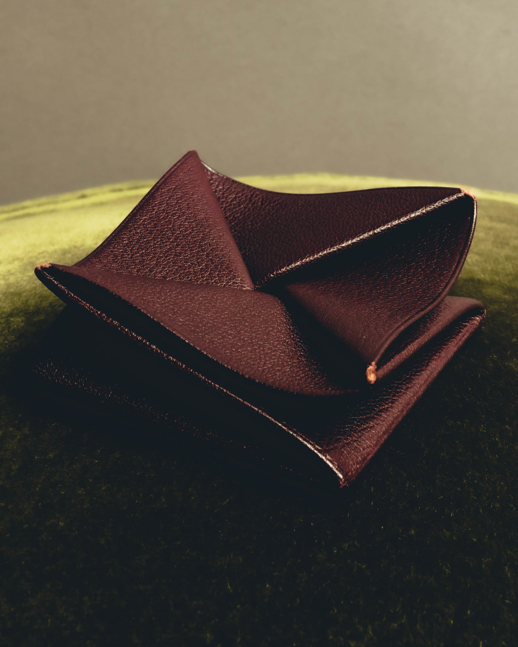 "Hermès" 00's Burgundy pebbled leather coin purse