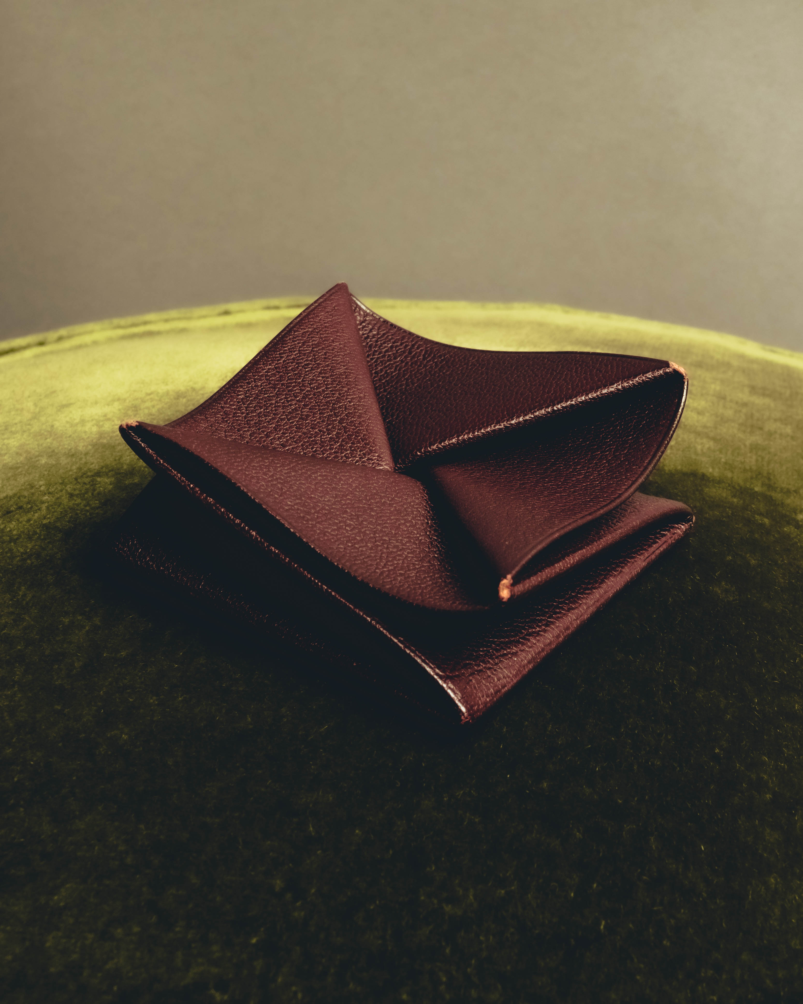 "Hermès" 00's Burgundy pebbled leather coin purse