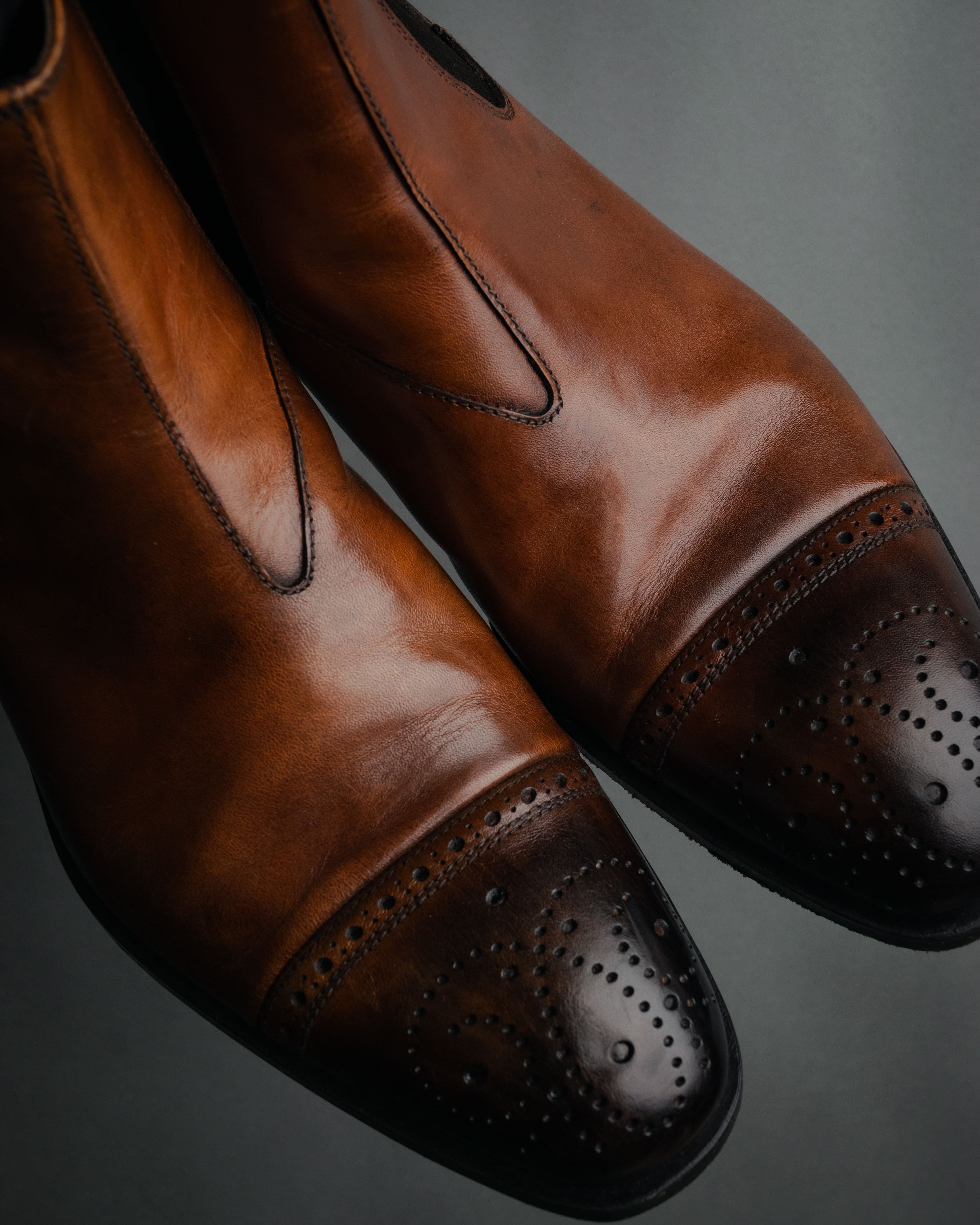 “PRADA” 2013 Burnished brogue chelsea boots