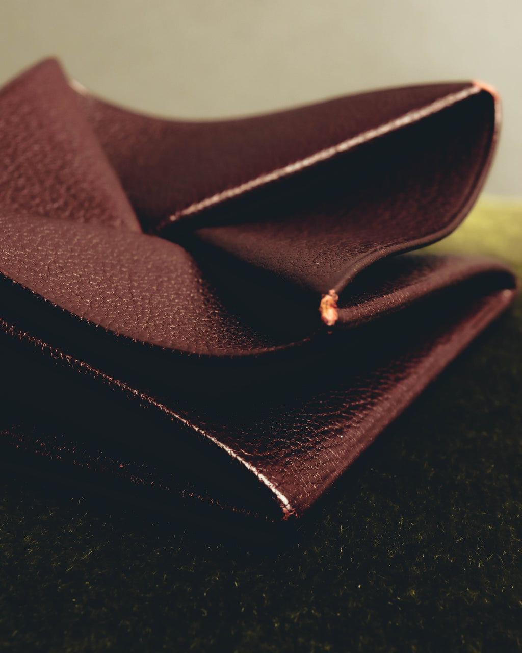 "Hermès" 00's Burgundy pebbled leather coin purse