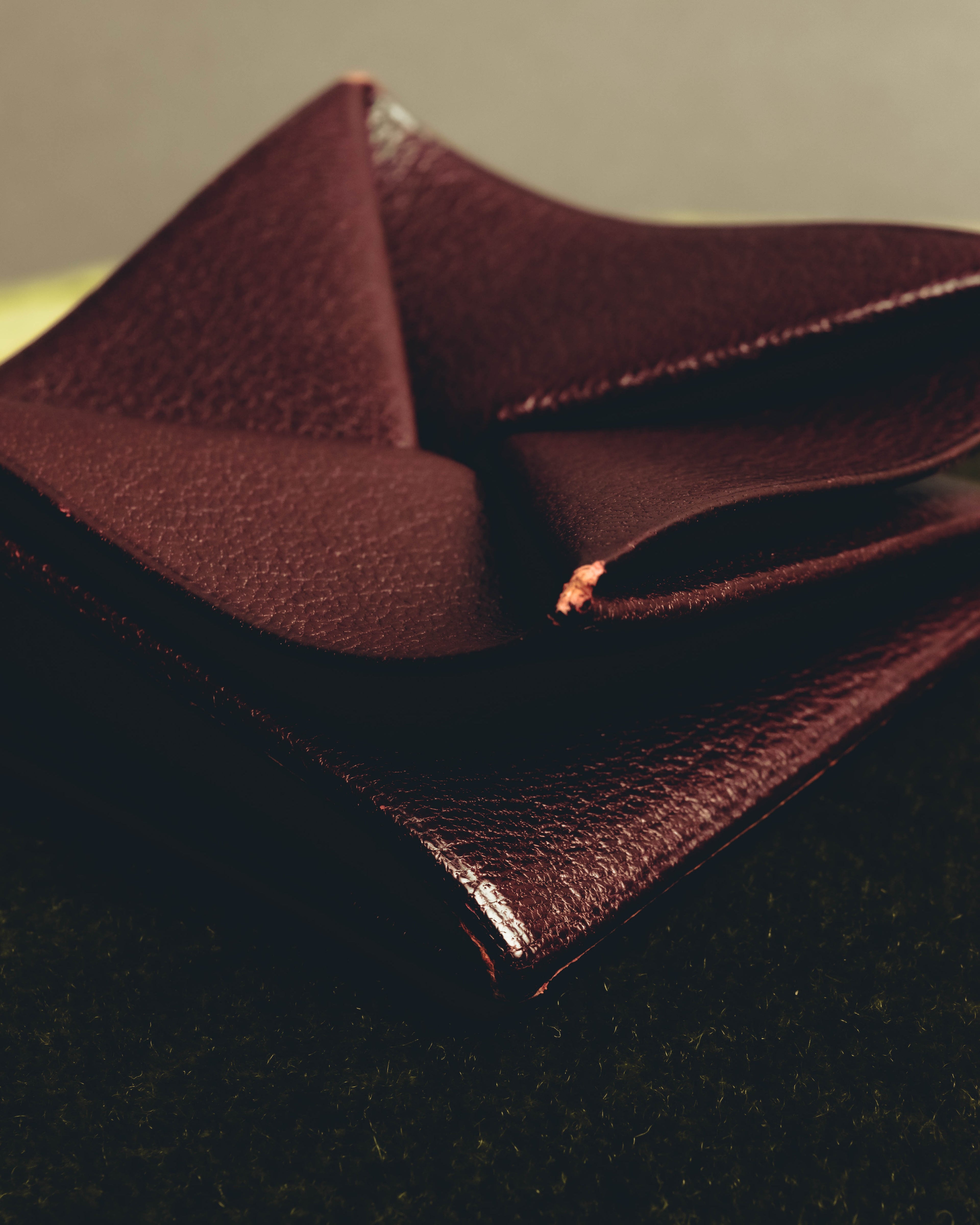 "Hermès" 00's Burgundy pebbled leather coin purse
