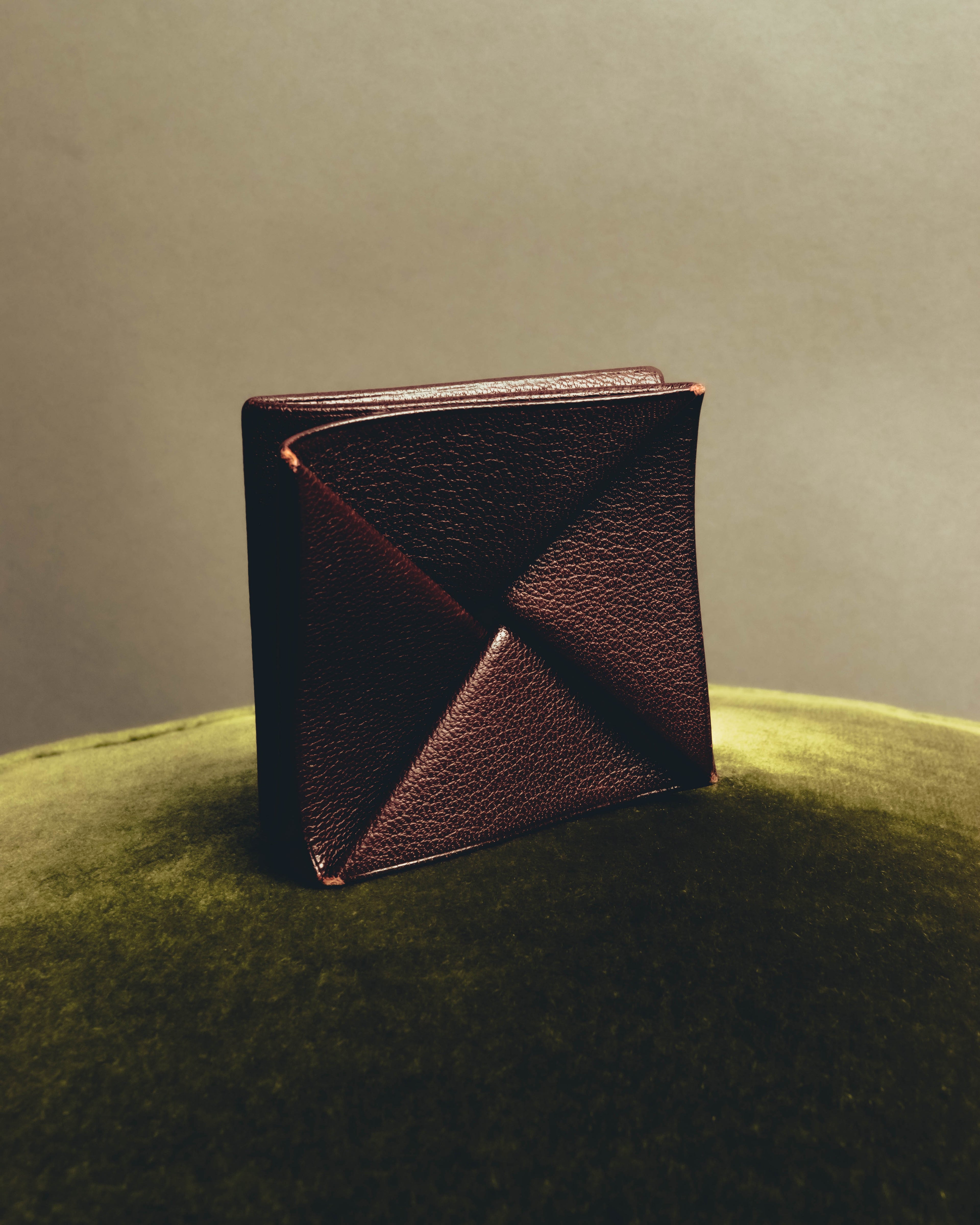 "Hermès" 00's Burgundy pebbled leather coin purse