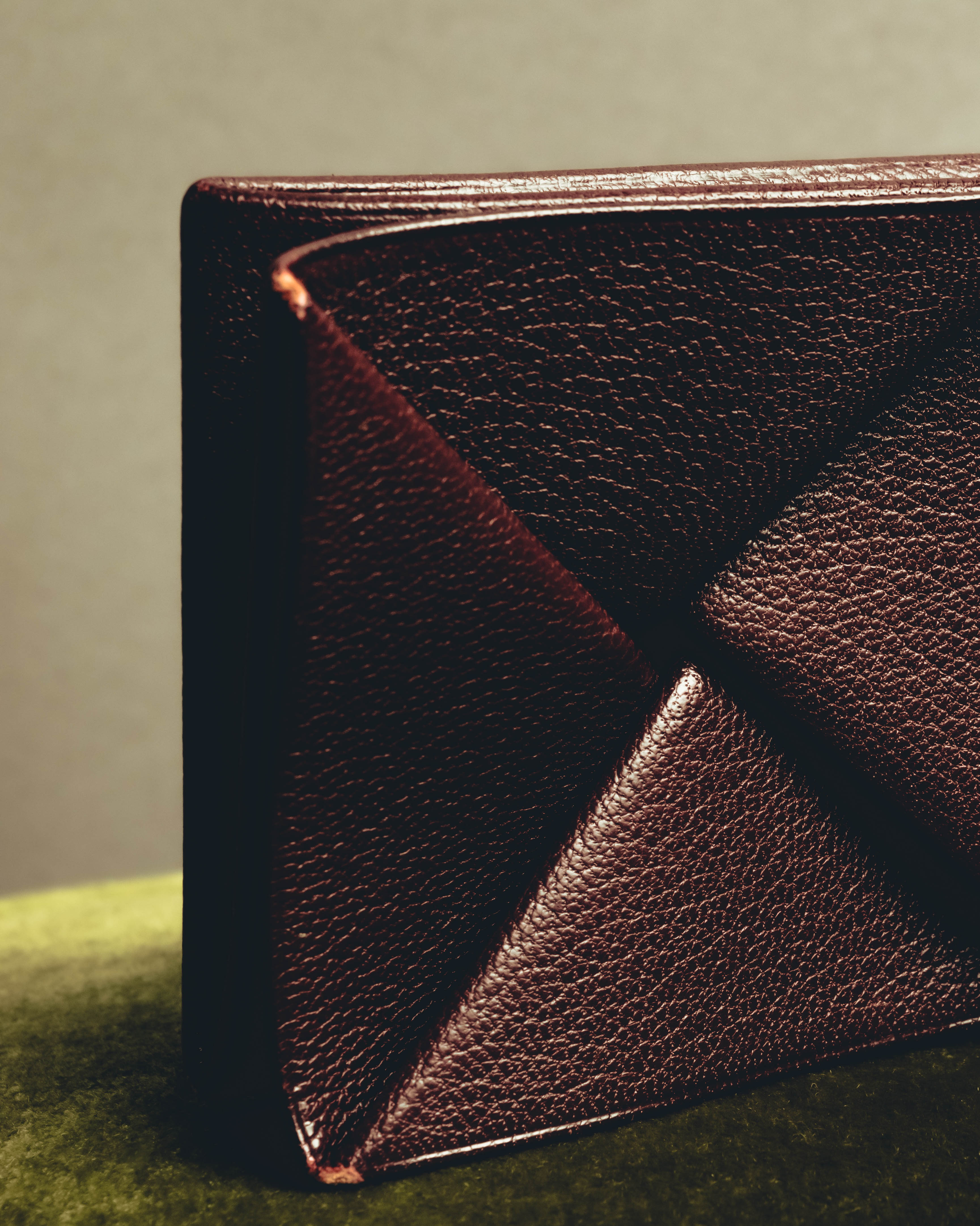 "Hermès" 00's Burgundy pebbled leather coin purse