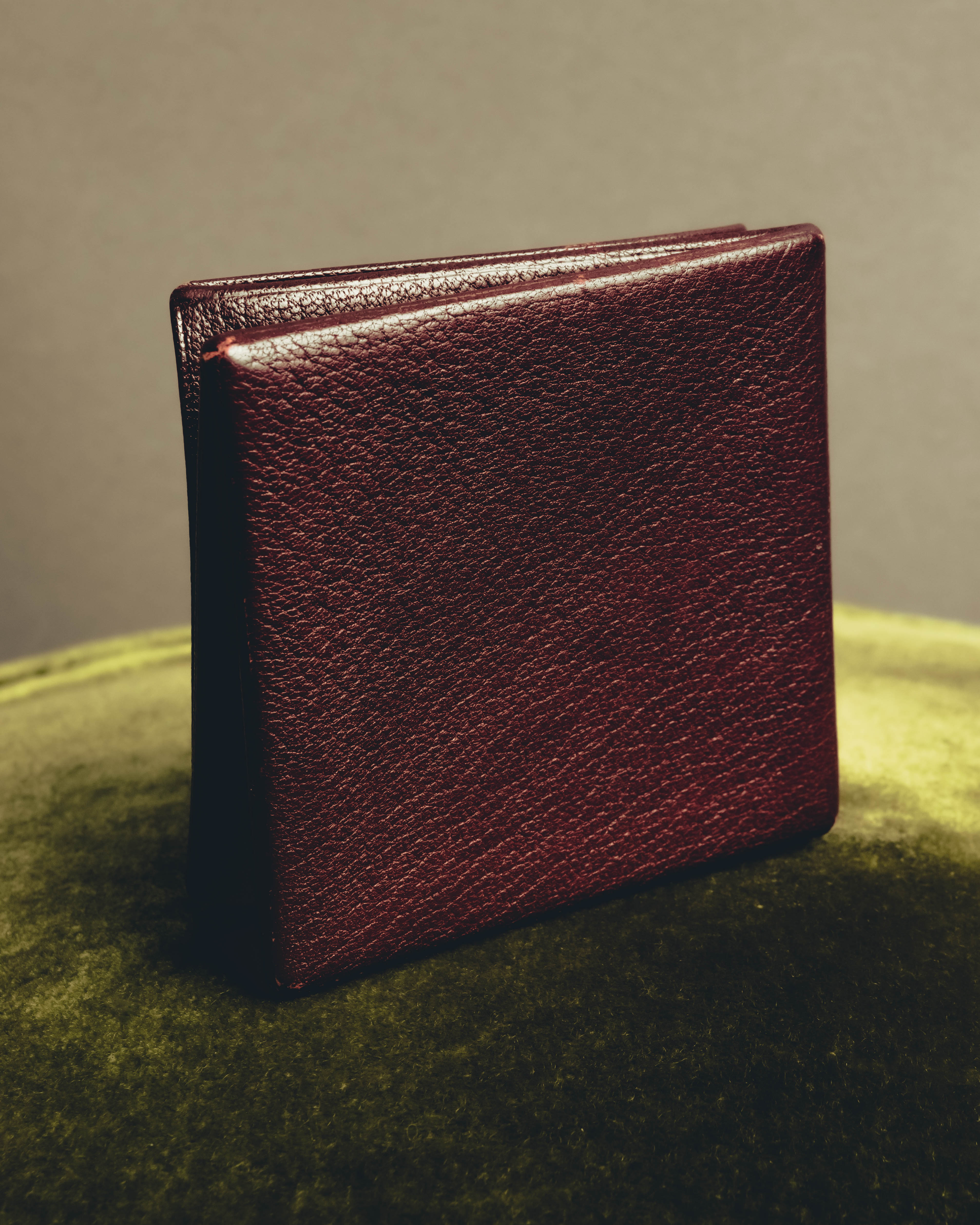 "Hermès" 00's Burgundy pebbled leather coin purse