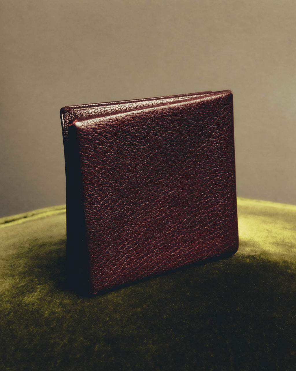"Hermès" 00's Burgundy pebbled leather coin purse