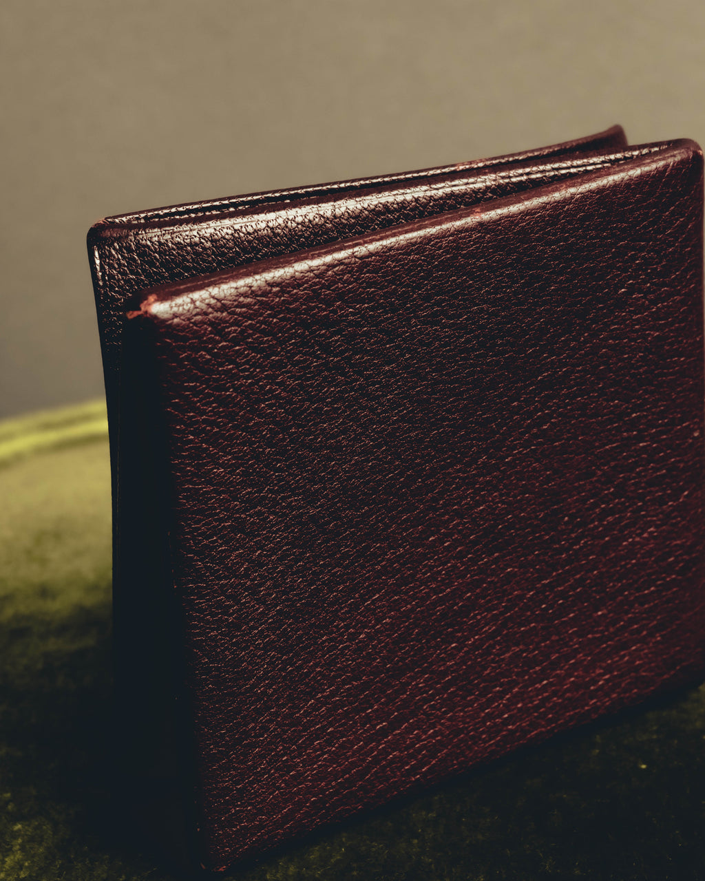 "Hermès" 00's Burgundy pebbled leather coin purse