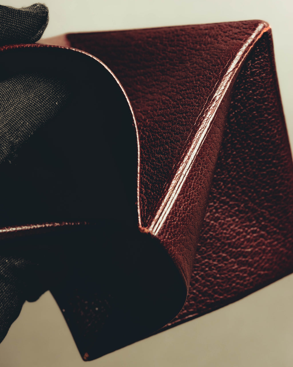 "Hermès" 00's Burgundy pebbled leather coin purse