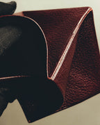 "Hermès" 00's Burgundy pebbled leather coin purse