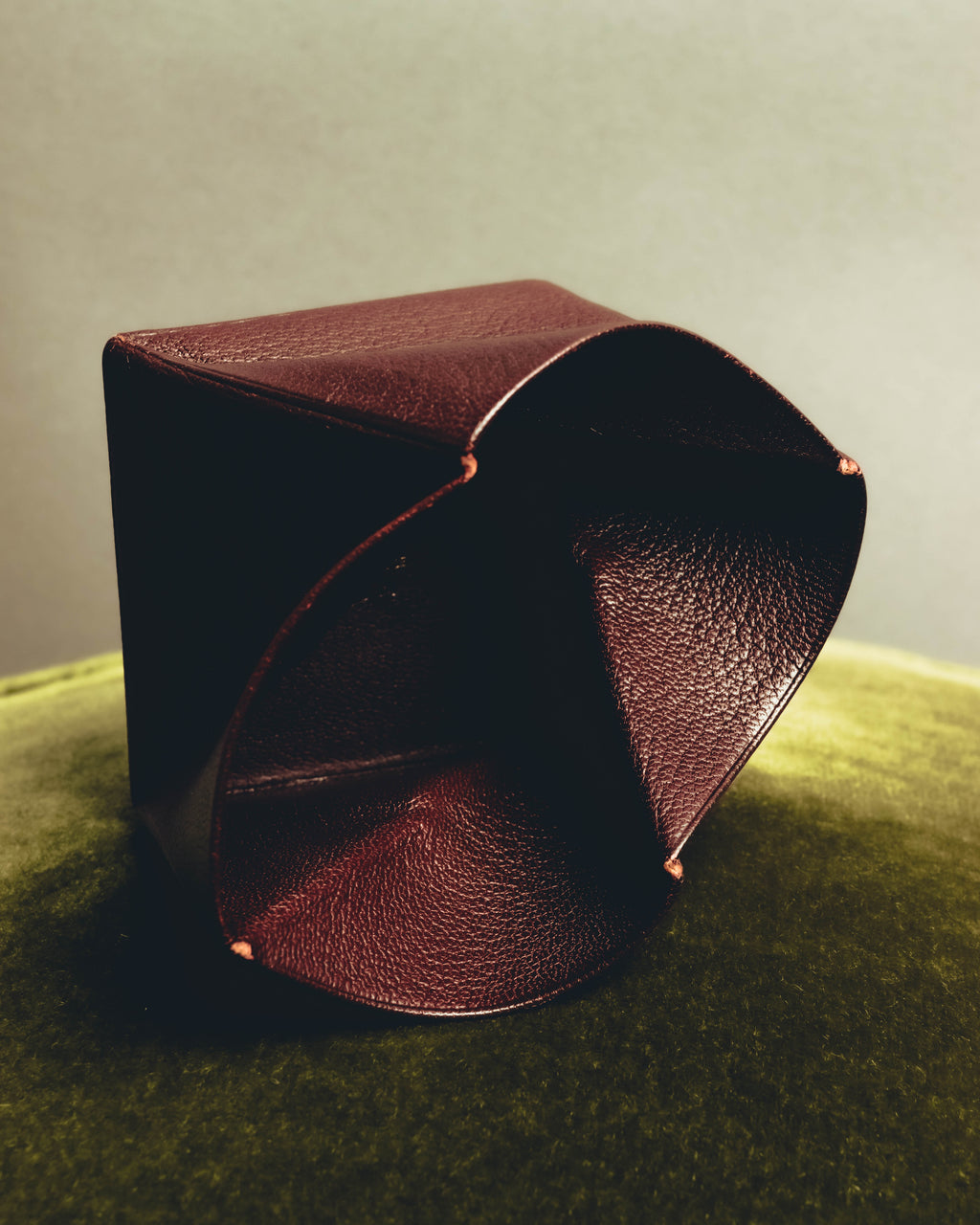 "Hermès" 00's Burgundy pebbled leather coin purse