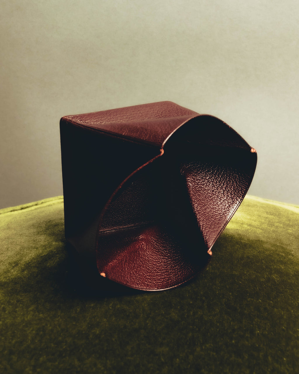 "Hermès" 00's Burgundy pebbled leather coin purse