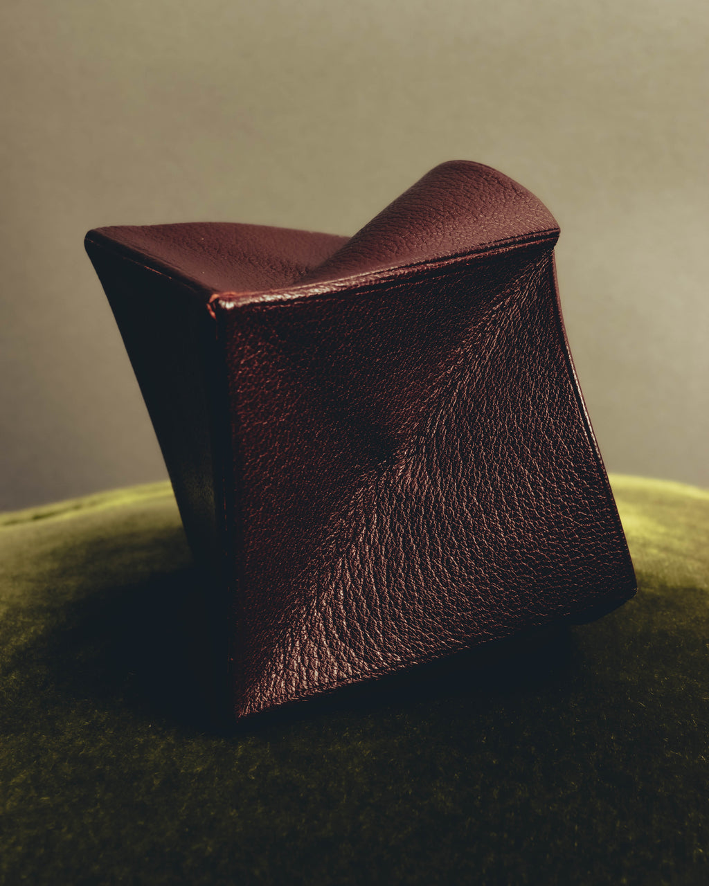 "Hermès" 00's Burgundy pebbled leather coin purse