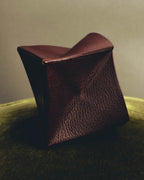 "Hermès" 00's Burgundy pebbled leather coin purse
