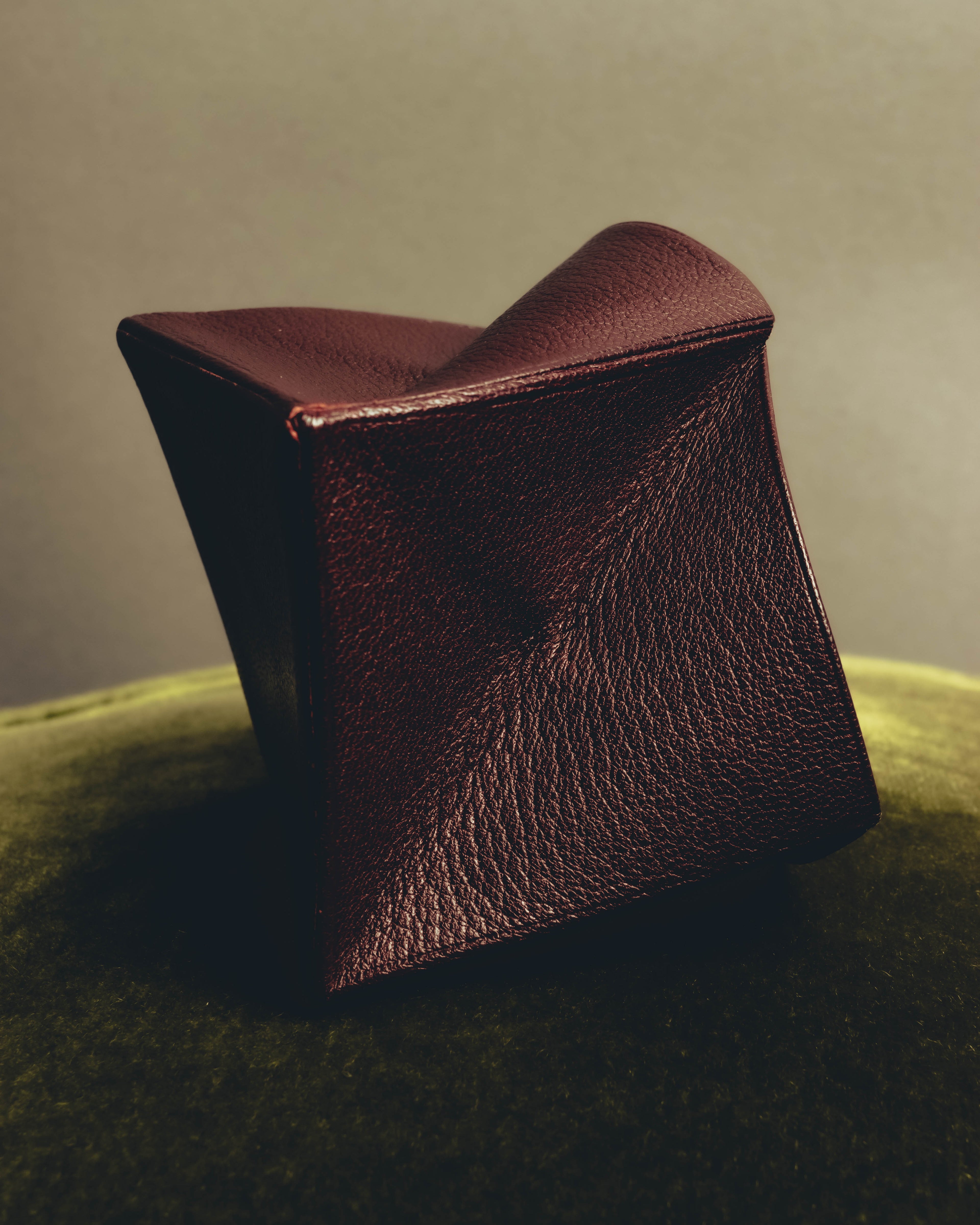 "Hermès" 00's Burgundy pebbled leather coin purse