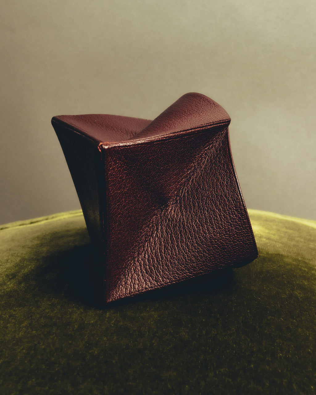 "Hermès" 00's Burgundy pebbled leather coin purse