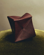 "Hermès" 00's Burgundy pebbled leather coin purse