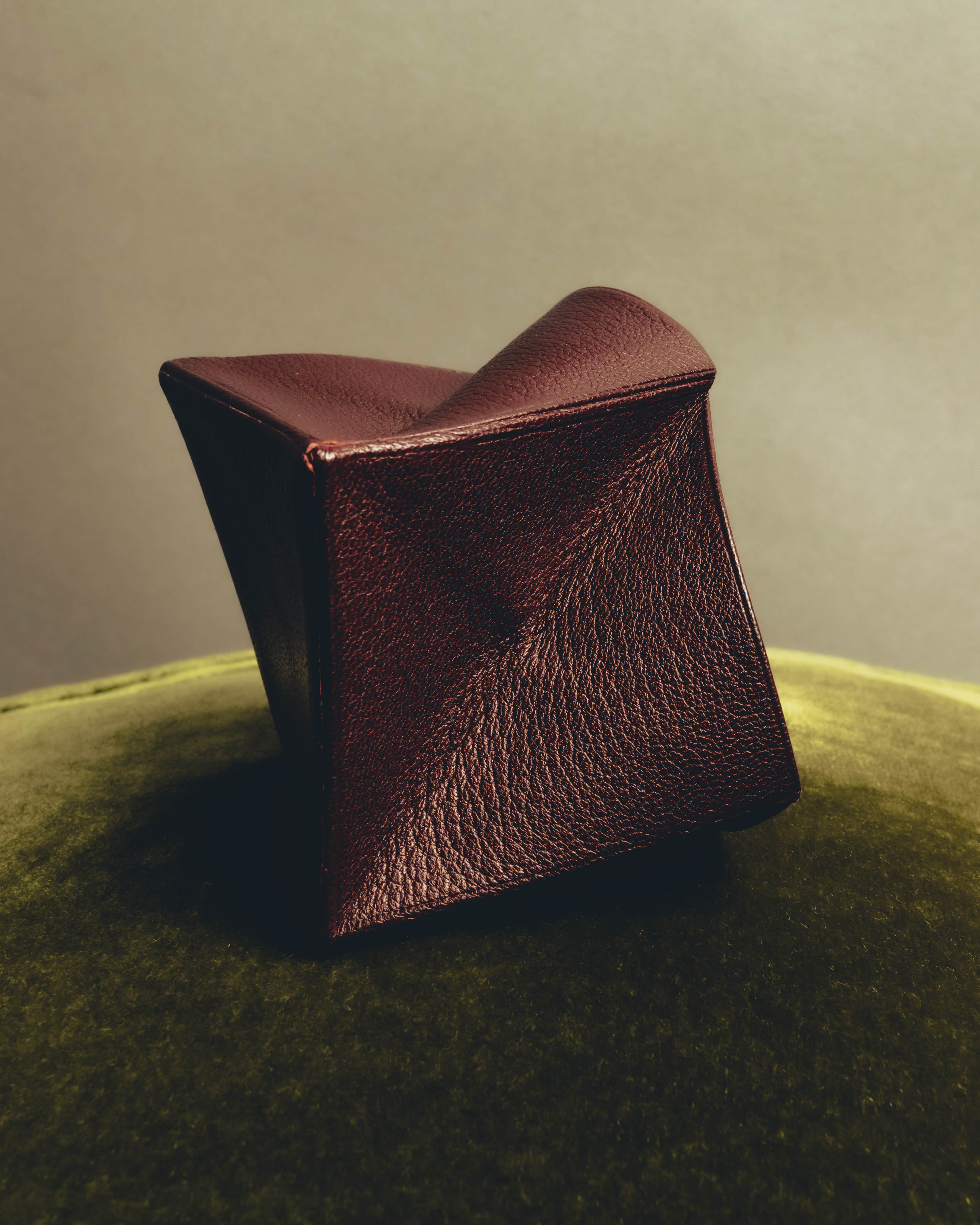 "Hermès" 00's Burgundy pebbled leather coin purse