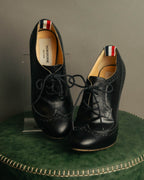 -SPECIAL- “Thom Browne” 2010’s- pebbled leather wingtip lace-up heels