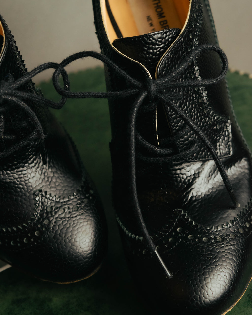 -SPECIAL- “Thom Browne” 2010’s- pebbled leather wingtip lace-up heels