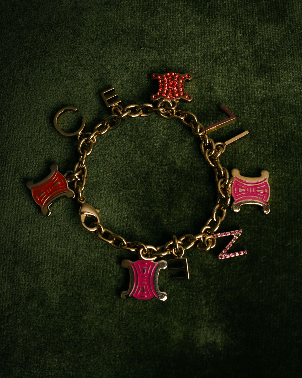 “CELINE” 00’s Charm logo chain bracelet