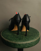 -SPECIAL- “Thom Browne” 2010’s- pebbled leather wingtip lace-up heels