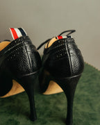-SPECIAL- “Thom Browne” 2010’s- pebbled leather wingtip lace-up heels