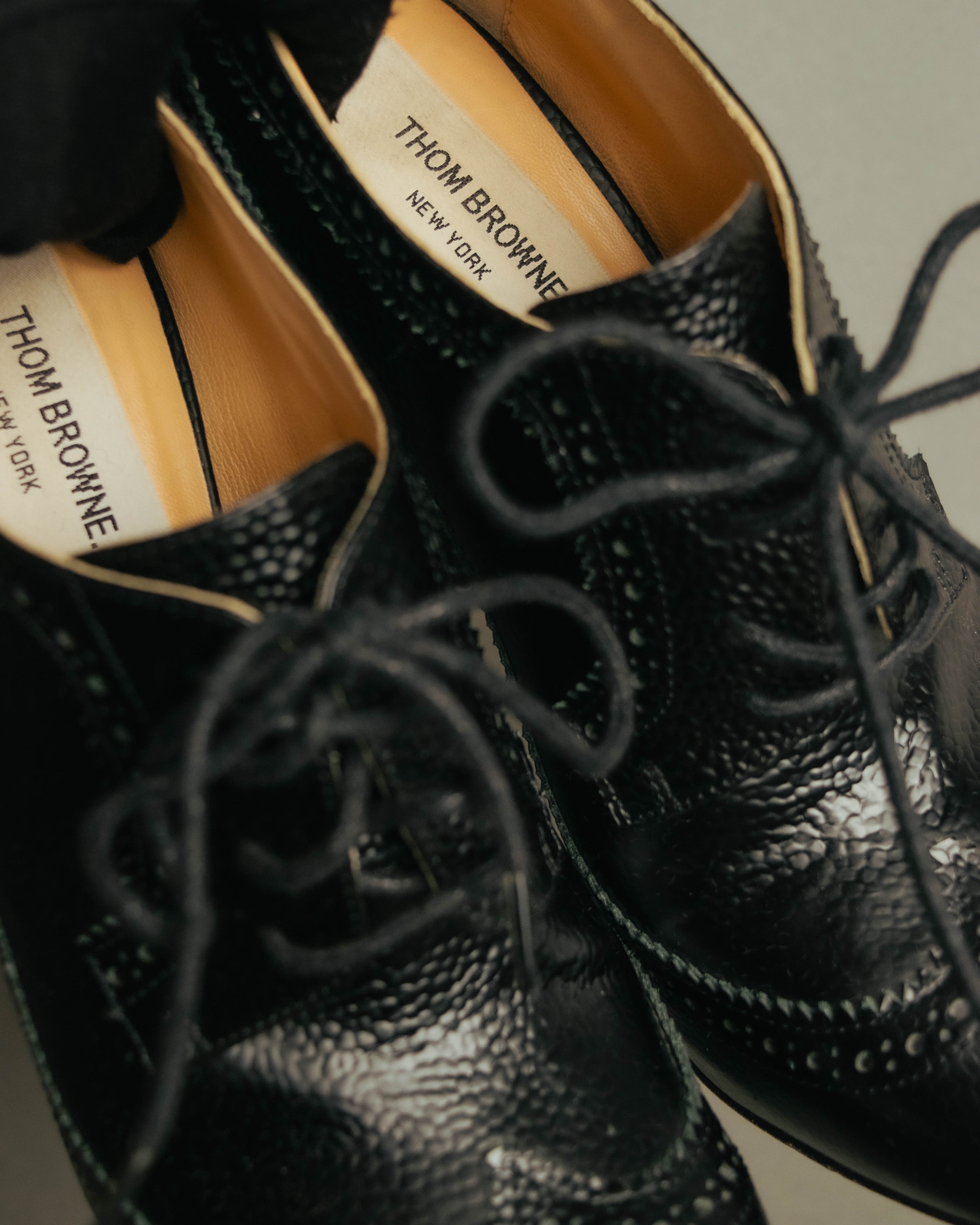 -SPECIAL- “Thom Browne” 2010’s- pebbled leather wingtip lace-up heels