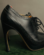 -SPECIAL- “Thom Browne” 2010’s- pebbled leather wingtip lace-up heels