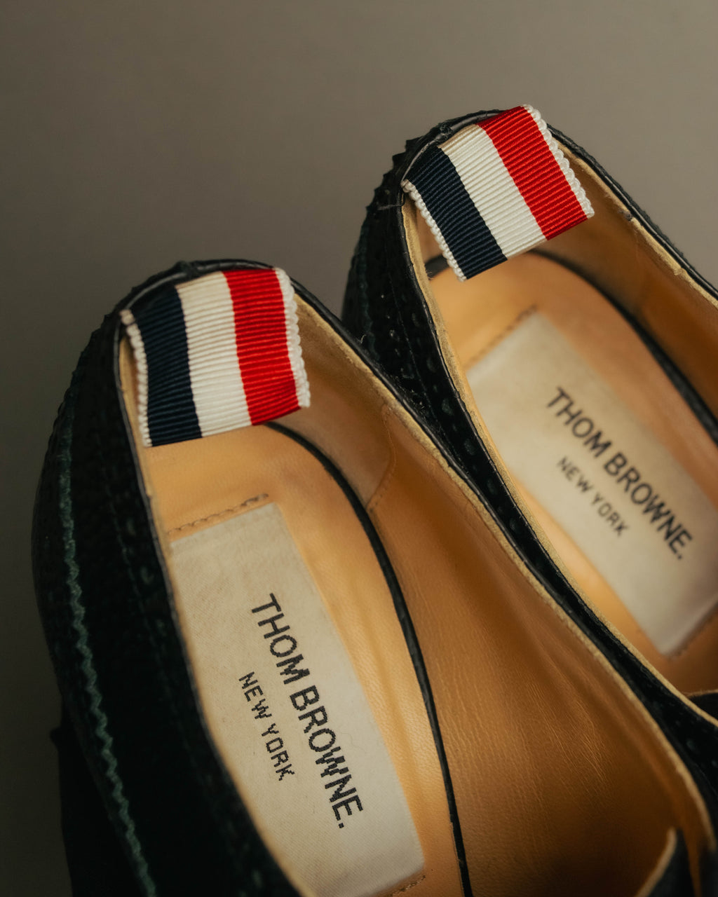 -SPECIAL- “Thom Browne” 2010’s- pebbled leather wingtip lace-up heels