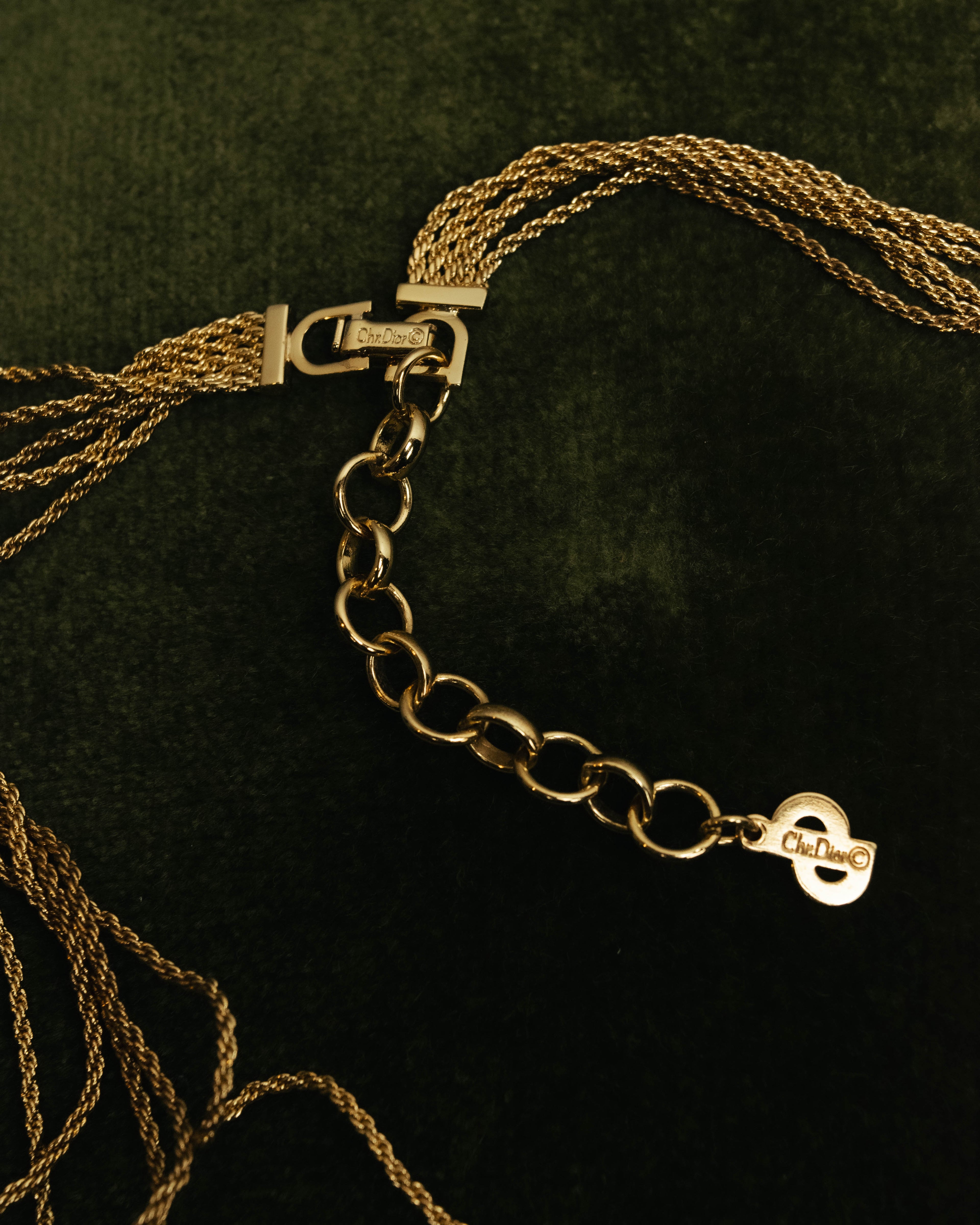 -SPECIAL- “Christian Dior” 80’s-90’s Pearl cabochon multi chain necklace