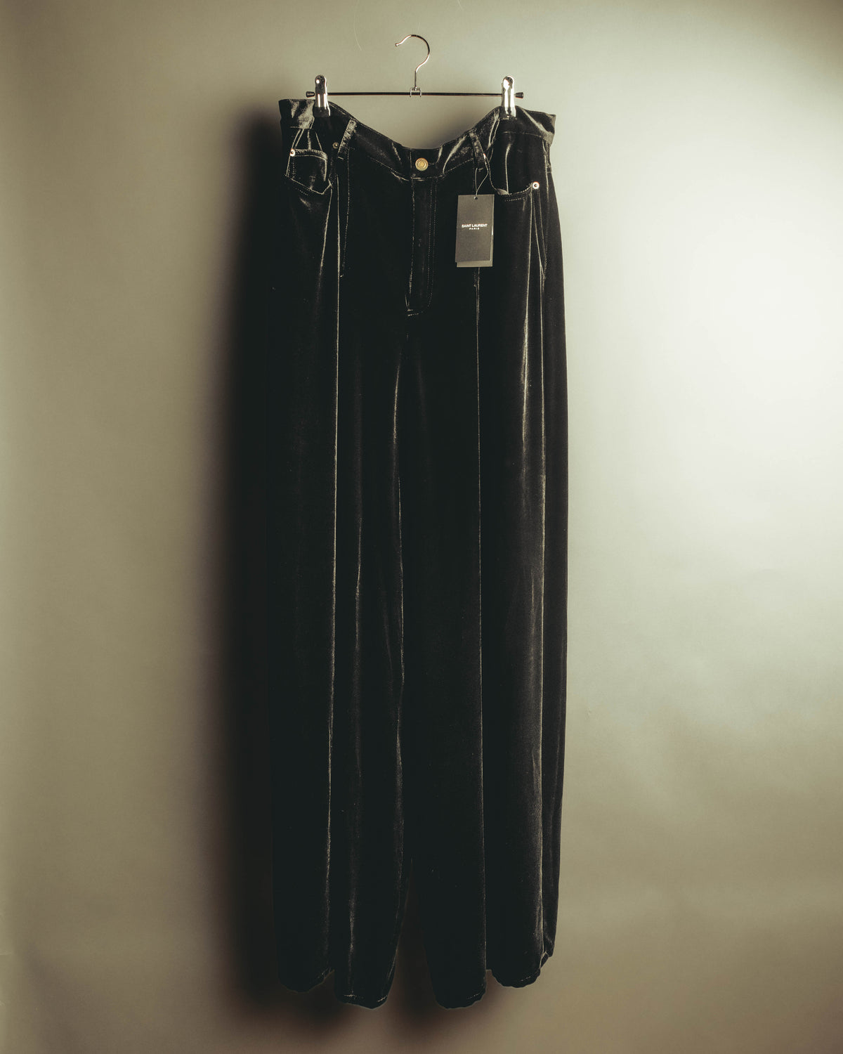 –SPECIAL– "SAINT LAURENT" 2023's Pleated velvet extreme flare pants