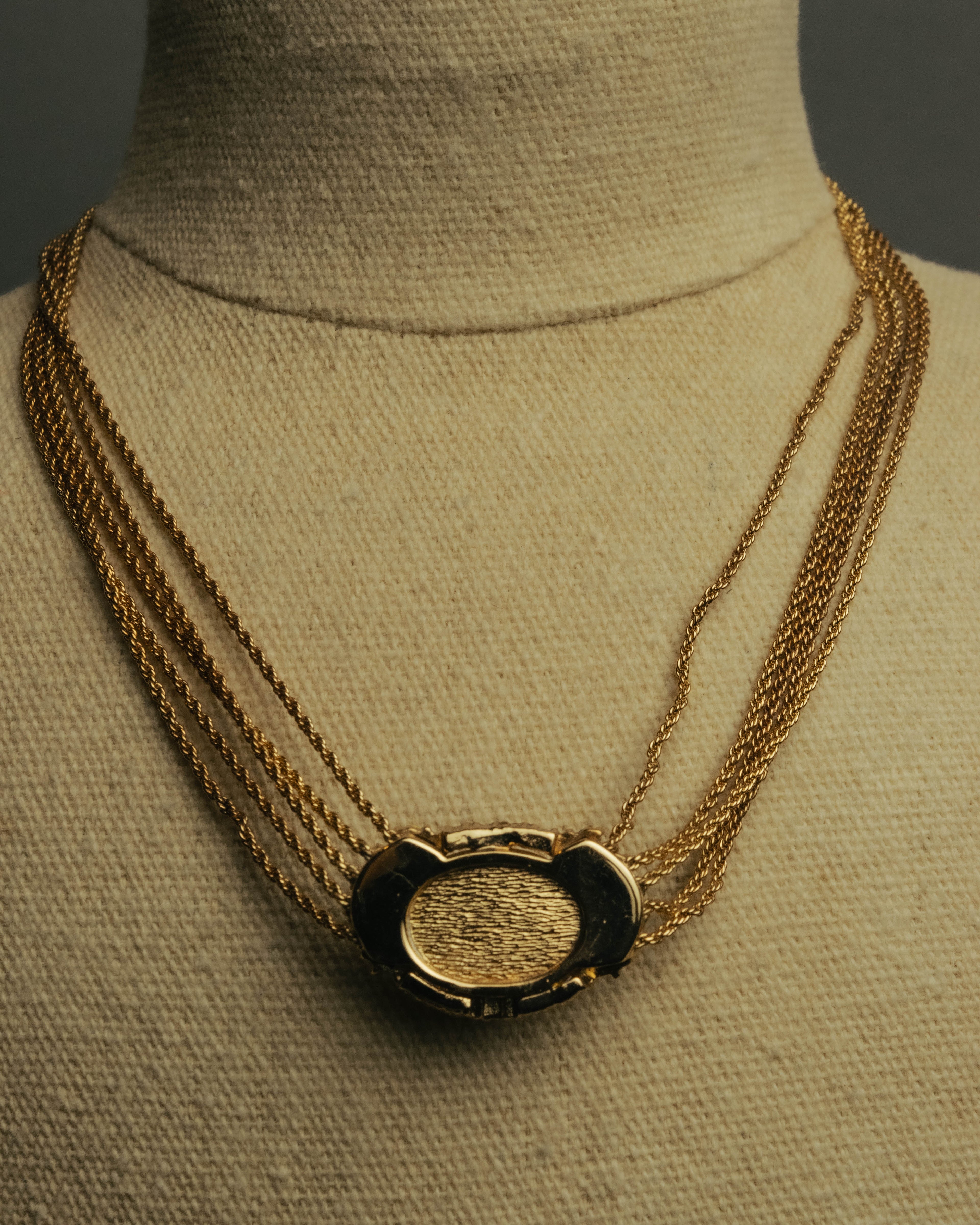 -SPECIAL- “Christian Dior” 80’s-90’s Pearl cabochon multi chain necklace