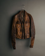 -SPECIAL- “Rick Owens” 00’s Washed lamb leather rib sleeve jacket