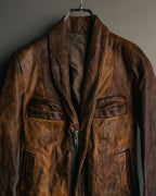 -SPECIAL- “Rick Owens” 00’s Washed lamb leather rib sleeve jacket