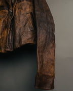 -SPECIAL- “Rick Owens” 00’s Washed lamb leather rib sleeve jacket