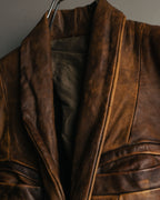 -SPECIAL- “Rick Owens” 00’s Washed lamb leather rib sleeve jacket