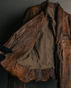 -SPECIAL- “Rick Owens” 00’s Washed lamb leather rib sleeve jacket