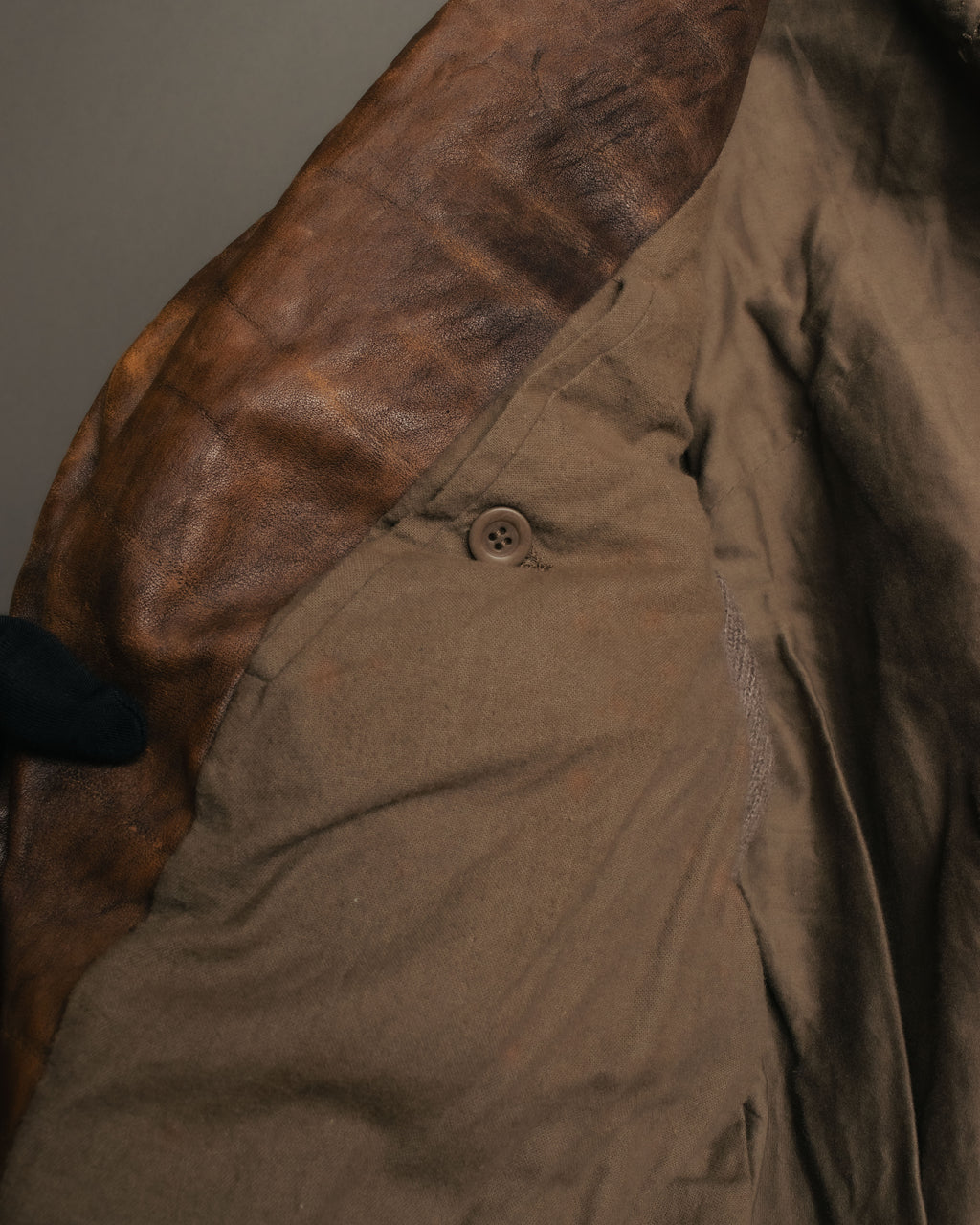 -SPECIAL- “Rick Owens” 00’s Washed lamb leather rib sleeve jacket