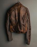 -SPECIAL- “Rick Owens” 00’s Washed lamb leather rib sleeve jacket