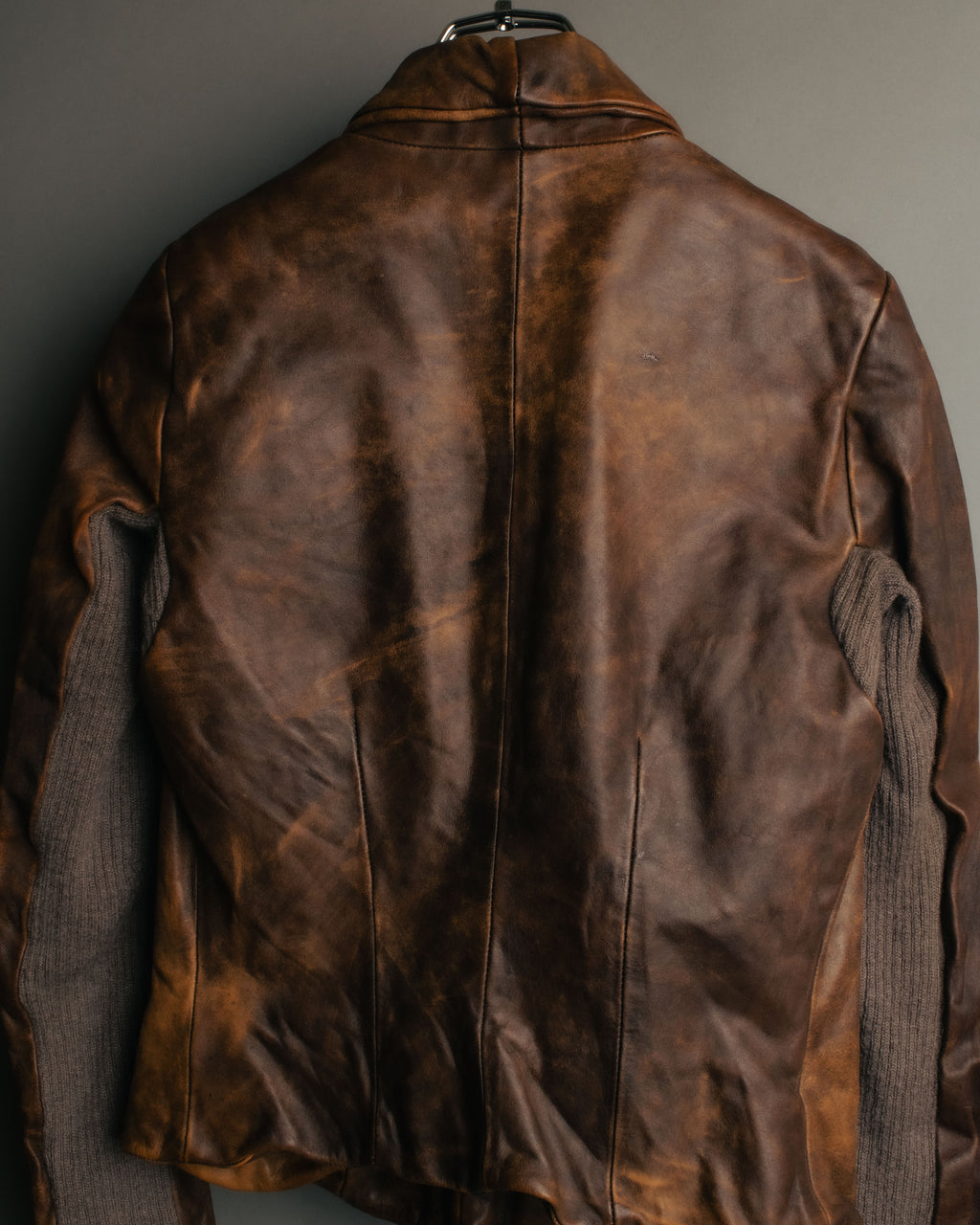 -SPECIAL- “Rick Owens” 00’s Washed lamb leather rib sleeve jacket