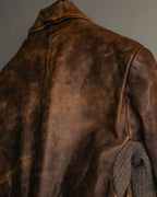 -SPECIAL- “Rick Owens” 00’s Washed lamb leather rib sleeve jacket