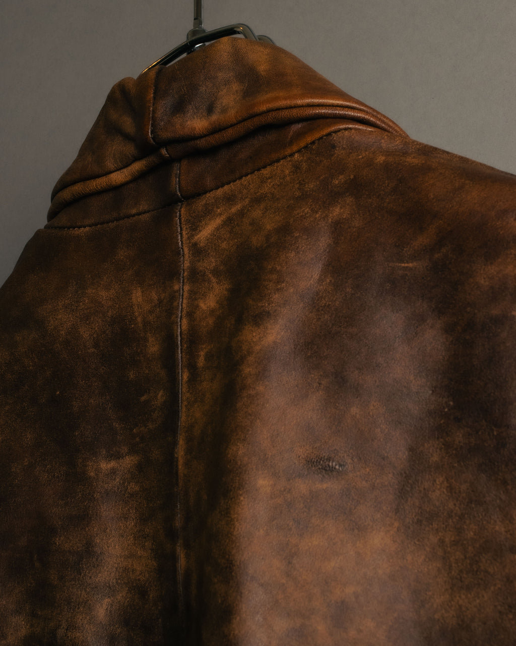 -SPECIAL- “Rick Owens” 00’s Washed lamb leather rib sleeve jacket